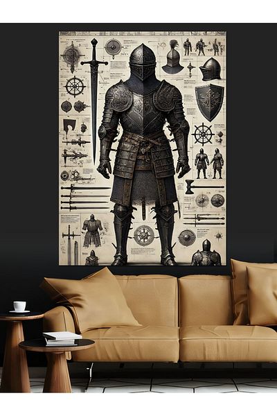 Tablomega Pânză decorativă Medieval Armored Warrior - Lemn MDF