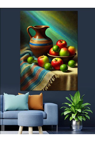 Tablomega Fruit and Pottery Art Decorative Canvas - Mdf Wooden Painting
