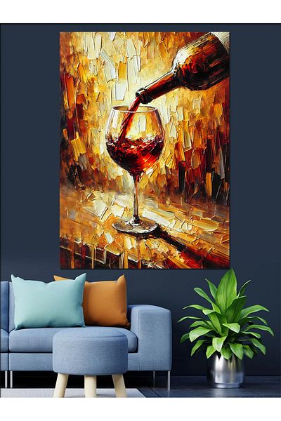 Tablomega Red Wine and Fire Decorative Canvas - Mdf Wooden Painting