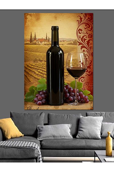 Tablomega Vin Roșu și Culturi Pânză Decorativă - Lemn MDF