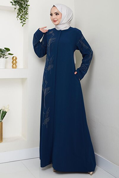 hafsamina Μεγάλο μέγεθος με πέτρες στην ένα πλευρά και τα μπράτσα Ferace Indigo HM2711