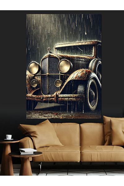 Tablomega Pânză decorativă pentru mașină clasică retro - pictură din lemn MDF
