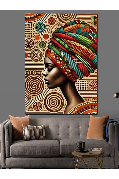 Tablomega Ethnic Profile Woman Decorative Canvas - Mdf Wooden Painting