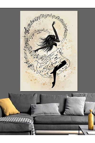 Tablomega Dancer on Notes Decorative Canvas - Mdf Wooden Painting