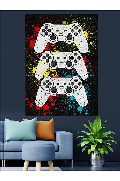Tablomega Game Handle Couple Figure Decorative Canvas - Mdf Wooden Painting
