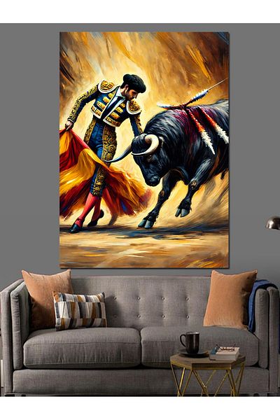 Tablomega Matador and Bullfight Decorative Canvas - Mdf Wooden Painting