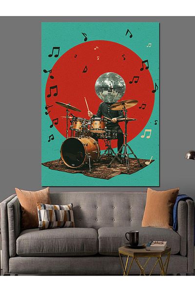 Tablomega Pânză Decorativă Muzician care cântă pe tobă - Lemn MDF