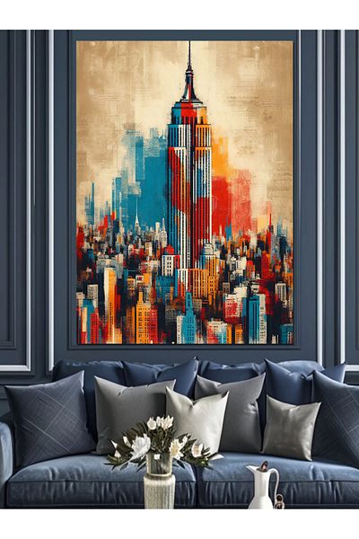 Tablomega New York City and Sky Decorative Canvas - Mdf Wooden Painting