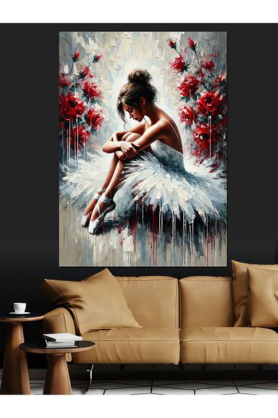 Tablomega Διακοσμητικός καμβάς Ballerina and Floral Elegance - Ξύλινος πίνακας MDF