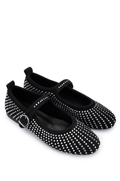 Tamer Tanca Women's Genuine Leather Black Suede Ballerina Shoes