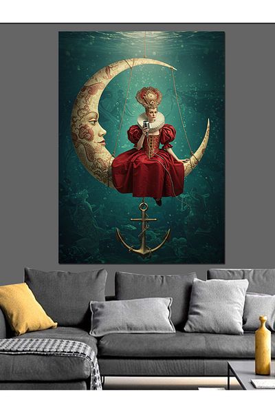 Tablomega Fata Și Capa Sărbătoare Pe Luna Pânză Decorativă - Lemn MDF