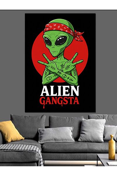 Tablomega Alien Gangsta Figure Decorative Canvas - Mdf Wooden Painting