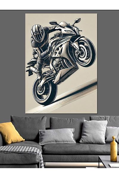 Tablomega Fast Motorcycle Decorative Canvas - Mdf Wood Painting
