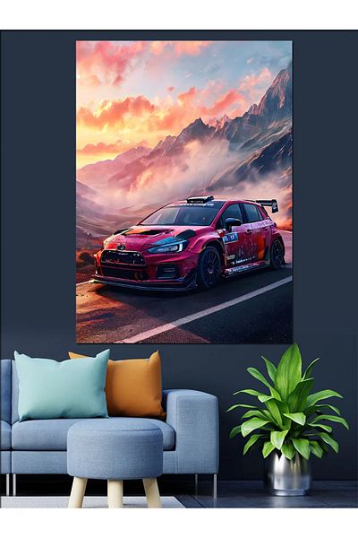 Tablomega Pânză Decorativă Mașină Roșie - Lemn MDF