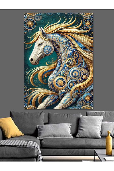 Tablomega Colorful Abstract Horse Drawing Decorative Canvas - Mdf Wooden Painting