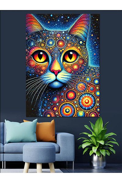 Tablomega Pânză decorativă cu ochi abstracti de pisică - pictură din lemn MDF