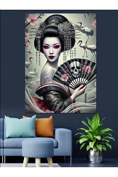 Tablomega Διακοσμητικός καμβάς Geisha and Tattoos - Ξύλινος πίνακας MDF