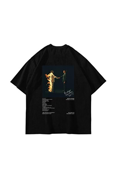 Bak Moda Tricou negru unisex oversize cu imprimeu Metro Boomin