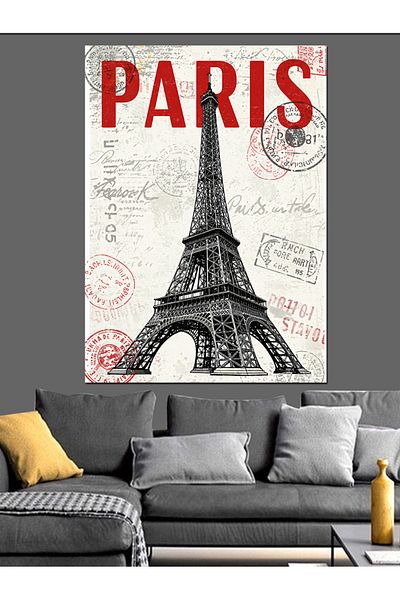 Tablomega Paris și Turnul Eiffel Pânză Decorativă - Lemn MDF