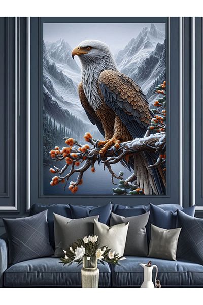 Tablomega Eagle on the Branch Decorative Canvas - Mdf Wooden Painting