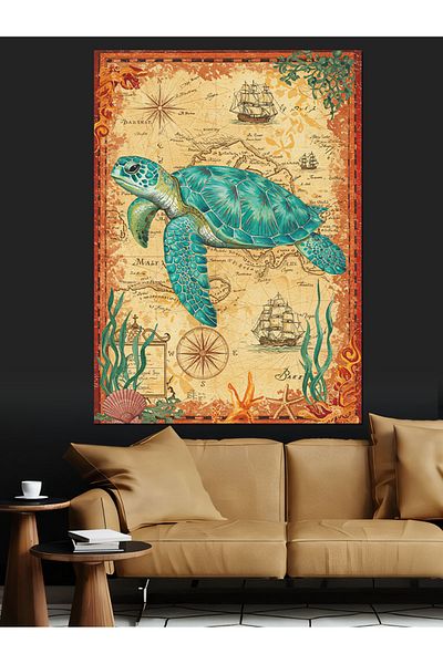 Tablomega Pânză decorativă țestoasă de mare istorică - pictură din lemn MDF