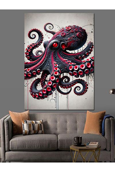 Tablomega Pânză decorativă Octopus and Art of the Depths - Lemn MDF