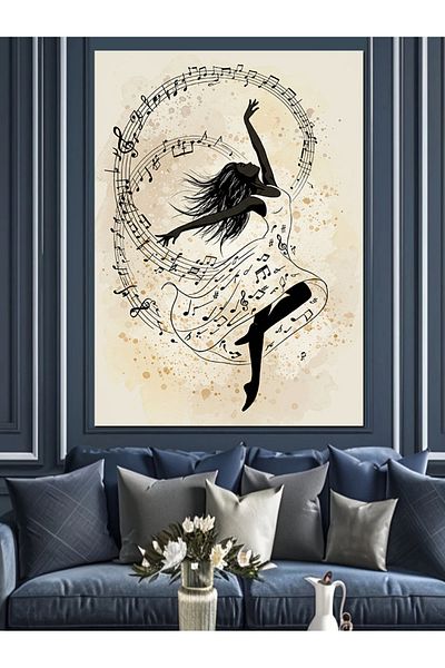 Tablomega Dancer on Notes Decorative Canvas - Mdf Wooden Painting