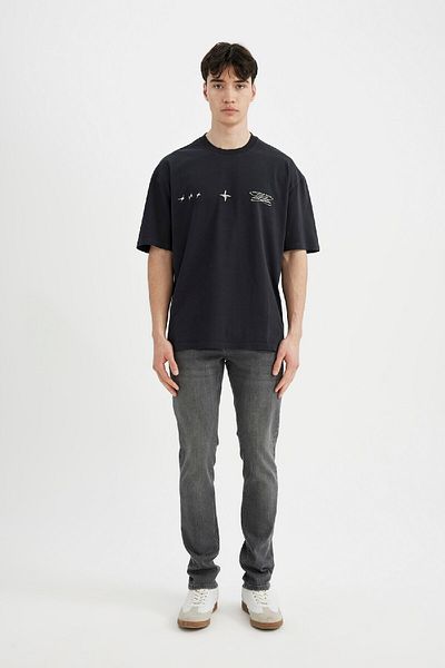 DeFacto Oversize Fit Crew λαιμόκοψη εμπριμέ κοντομάνικο μπλουζάκι C7161AX24SM