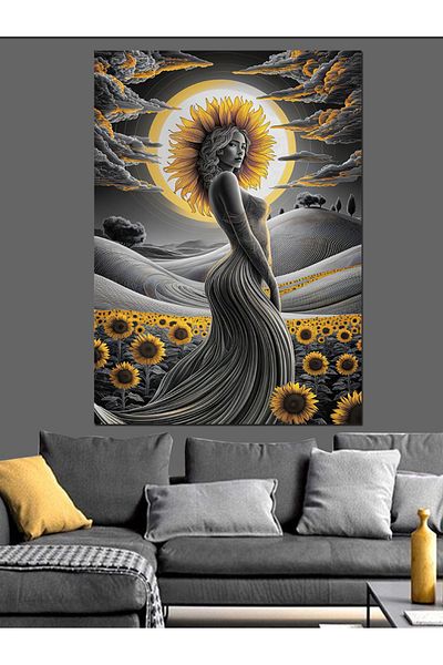 Tablomega Girl with Flower Hair Decorative Canvas - Mdf Wooden Painting