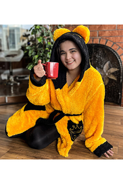 Özgüner Oyuncak Women's Plush Dressing Gown – Soft and Warm, Winter Comfort