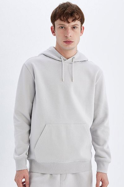 DeFacto Μαλακό πουπουλένιο φούτερ Basic Hooded - Kangaroo Pocket, Regular Fit X8283az24au