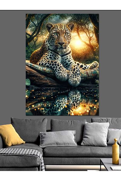 Tablomega Noble Leopard in the Forest Decorative Canvas - Mdf Wooden Painting