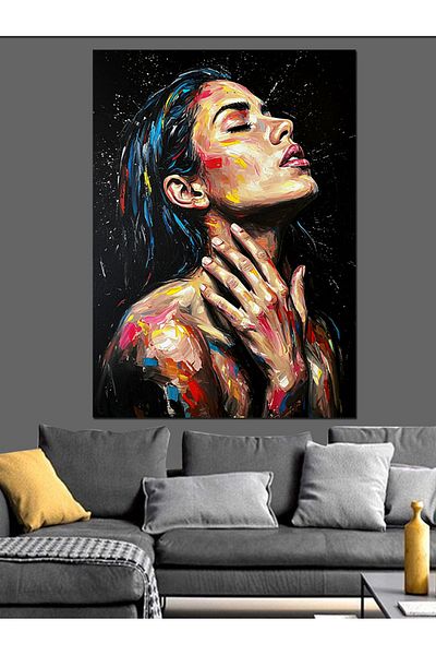 Tablomega Abstract Painted Illuminated Woman Portrait Decorative Canvas - Mdf Wood Painting