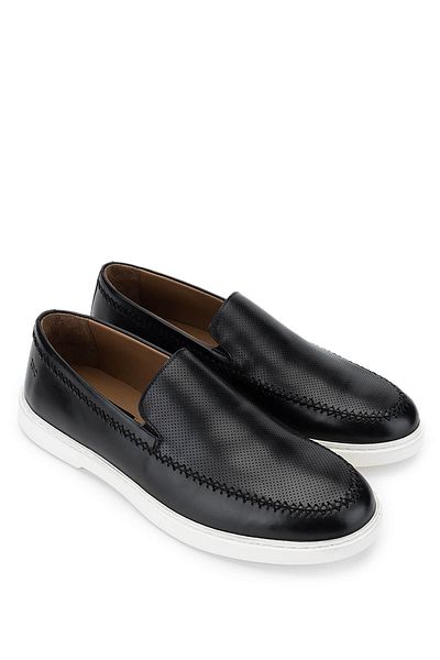 Tamer Tanca Men's Genuine Leather Black Loafer Shoes