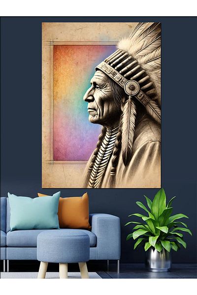 Tablomega Canvas decorativ pentru bucătar indian și fundal abstract - pictură din lemn MDF