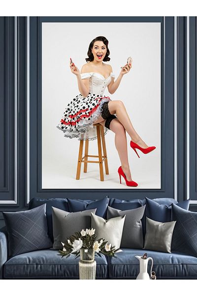 Tablomega Happy Woman Portrait Decorative Canvas - Mdf Wooden Painting