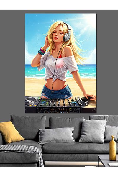 Tablomega DJ pe plajă Pânză decorativă pentru femei - Lemn MDF