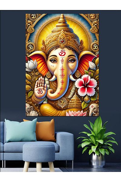Tablomega Pânză decorativă Hindu God Ganesha - Lemn MDF