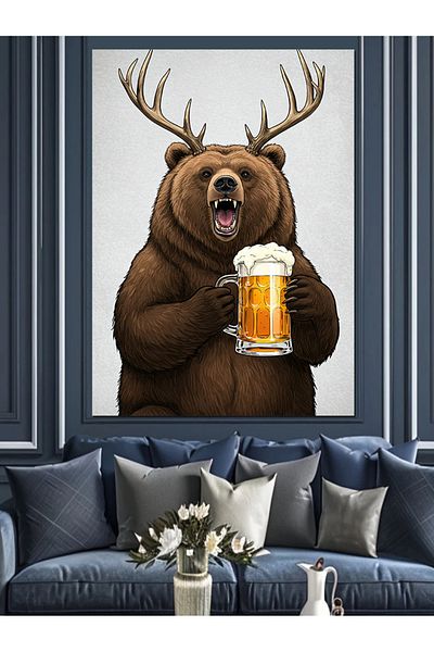 Tablomega Pânză decorativă Angry Bear - Lemn MDF