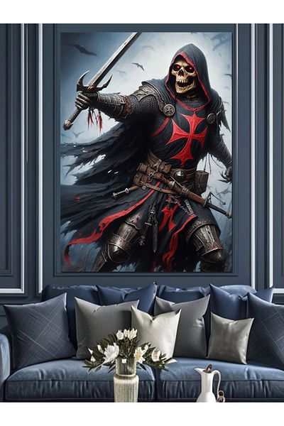 Tablomega Skeleton Knight Decorative Canvas - Mdf Wooden Painting