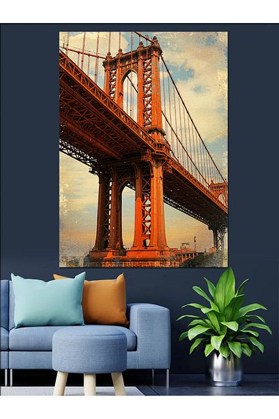 Tablomega Golden Gate Bridge and Sunset Decorative Canvas - Mdf Wooden Painting