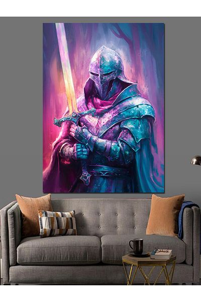 Tablomega Black Knight Decorative Canvas - Mdf Wooden Painting