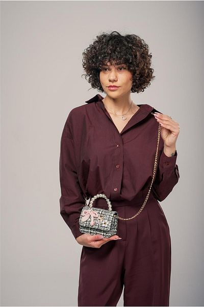 ÇÇS Black and White Women's Hand and Shoulder Bag 17942