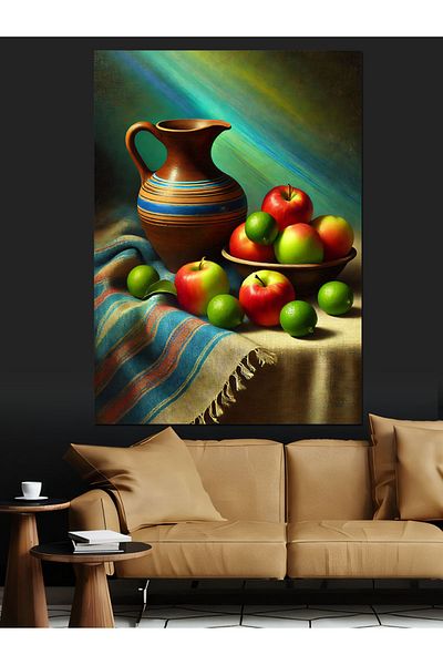 Tablomega Fruit and Pottery Art Decorative Canvas - Mdf Wooden Painting