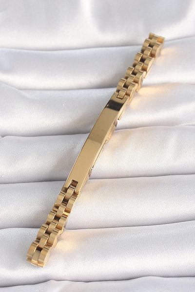 Clariss 316L Steel Gold Color Chain Imprint Model Men's Bracelet