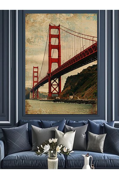 Tablomega Golden Gate Bridge Decorative Canvas - Mdf Wooden Painting