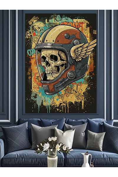 Tablomega Pânză decorativă astronaut și craniu - pictură din lemn MDF
