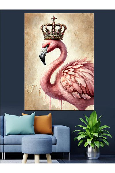 Tablomega Flamingo Coroanat și Pânză Decorativă Eleganță - Lemn MDF