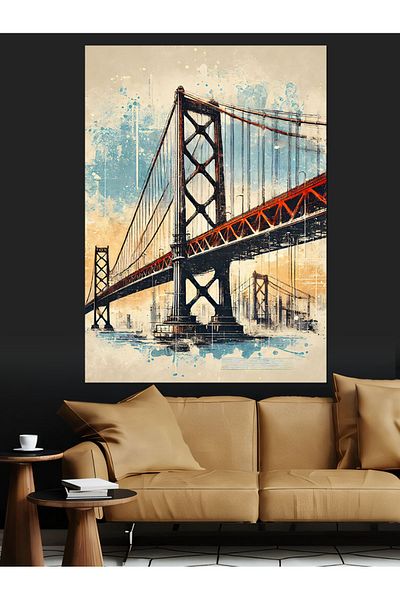 Tablomega Bridge Landscape Art Decorative Canvas - Mdf Wooden Painting
