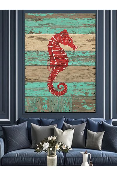 Tablomega Pânză decorativă cu ilustrație colorată de caiac - MDF Lemn